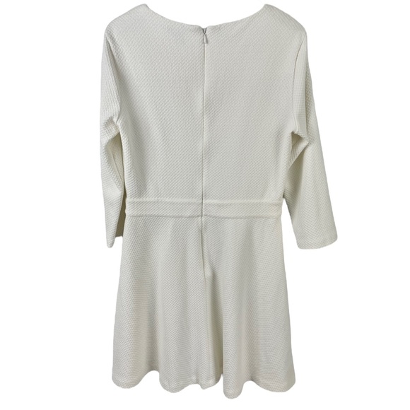 Club Monaco White Textured 3/4 Sleeve Skater Dress Size 6 - Picture 4 of 6